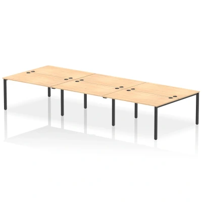 Image of Impulse Bench B2B 6 Person 1400 Black Frame Office Desk Maple