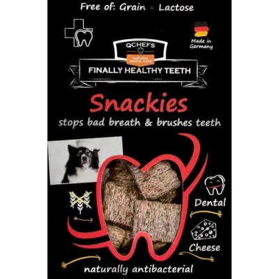 Image of QCHEFS Snackies Dogs Dental Care Snack Chews against Bad Breath &amp; Gingivitis Scaler treat Cheese naturally antibacterial