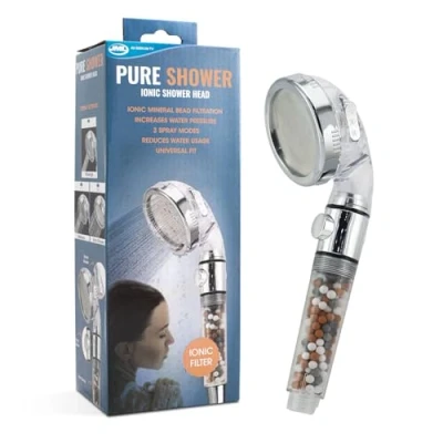 Image of JML Pure Shower Filtering Head That Increases Pressure and Saves on Water (with Stop Button)
