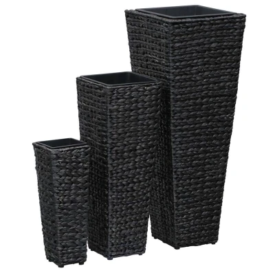 Image of vidaXL Raised Beds 3 pcs Water Hyacinth Black