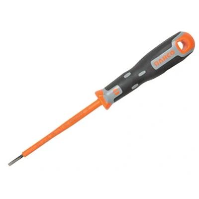 Image of Bahco BAH033030 Tekno+ VDE Slotted Screwdriver ,Black/Orange, 1000v 3mm x 100mm