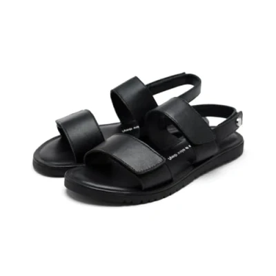 Image of GIOSEPPO Rehoboth Flat Sandal, Black/White, 4 UK