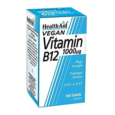 Image of HealthAid Vitamin B12 (Cyanocobalamin) 1000ug Prolong Release 100 Tablets