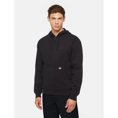 Image of Dickies Hoodie for Men, Full Zipper Fleece Hooded Sweatshirt, Hidden Cellphone Pocket, Black, XXL