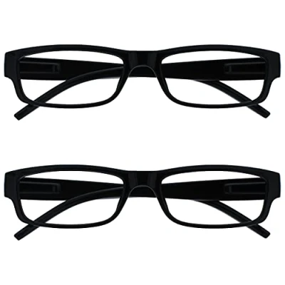 Image of OPULIZE The Reading Glasses Company Black Lightweight Comfortable Readers Value 2 Pack Mens Womens RR32 1 +3.00