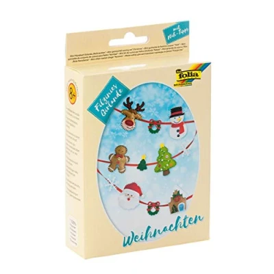 Image of folia 52933 Mini Felt Sewing Kit for Children Garland, Christmas Making a Self Sewn Garland