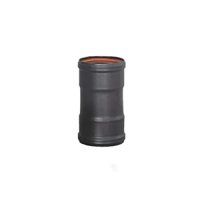 Image of Black Enamelled H Joint Sleeve 850 C Ø80 mm for Flue Conduction of Pellet stoves and fireplaces