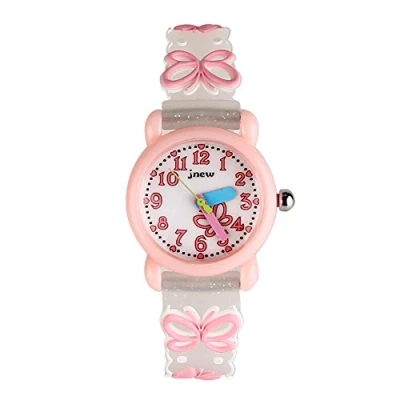 Image of ele ELEOPTION Children&#039;s Watch Waterproof 3D Cute Cartoon Design Round Dial Silicone Rubber Jelly Color Band Quartz Wristwatch for Little Xmas Girls Boy Kids Children (Butterfly, Pink1)