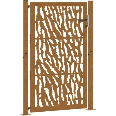 Image of vidaXL Garden Gate 105x155 cm Weathering Steel Trace Design