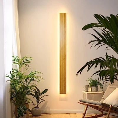 Image of Wall Lights Indoor LED Wood Lamp Long Light Bamboo Sconce 3000K 31W Natural Modern Lighting For Bedroom Living Room Hallway Stair Interior Lamp,100cm