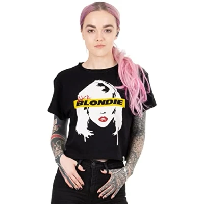 Image of Blondie Cropped T Shirt for Women Ladies AKA Music Band Black Crop Top Clothing Merchandise Gifts 3XL