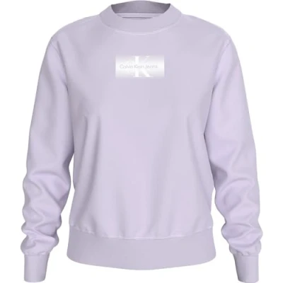 Image of Calvin Klein Jeans Outlined Regular Sweatshirt, Women&#039;s, Size: Small, Pastel lilac