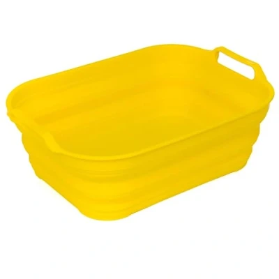 Image of SAMMART 13L Collapsible Tub with Handle Portable Outdoor Picnic Basket/Crater Foldable Shopping Bag Space Saving Storage Container (Golden Yellow)