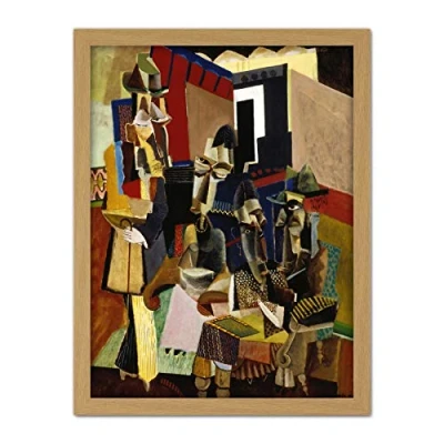 Image of Weber The Visit Abstract Cubism Painting Large Framed Art Print Poster Wall Decor 18x24 in