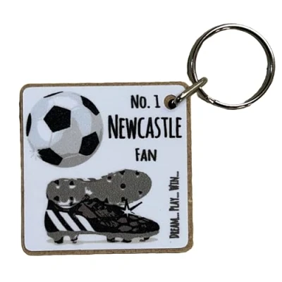 Image of WHITE COTTON CARDS Newcastle United Magpies FC Football Club Fan KEYRING (K FN11)