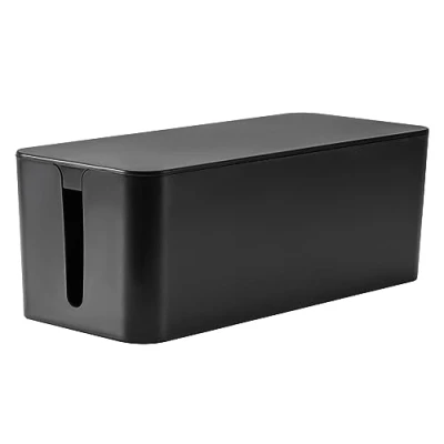 Image of RICOO Cable Tidy Box, Z3201 B Ultimate Box Organiser and Extension Lead Cover, Wire for Safe Cord Management, Home Office, 32cm x 13,5cm 12,7cm, Black