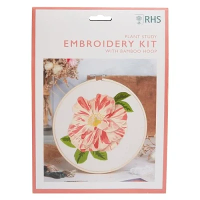 Image of RHS The Royal Horticultural Society Embroidery Hoop Decoration Kit, Plant Study Design, 8&quot;, Kits for Adults &amp; Cross Stitch Beginners, Gift Idea, With Pattern