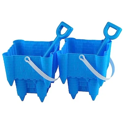 Image of Set Of 2 Blue Sand Castle Shaped Bucket And Spade
