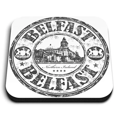 Image of 1 x Square MDF Fridge Magnet Belfast Northern Ireland Travel 40461