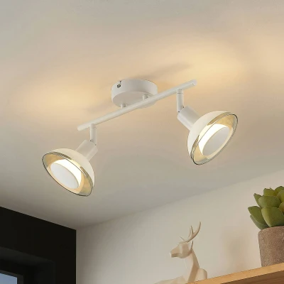Image of Lindby downlight Erin, white, 2 bulb, 31.5 cm, glass