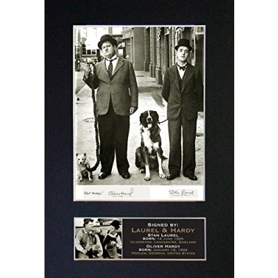 Image of LAUREL AND HARDY No1 Signed Autograph Mounted Photo Reproduction PRINT A4 Rare Perfect Birthday (297 x 210mm) #19 (Not Framed)