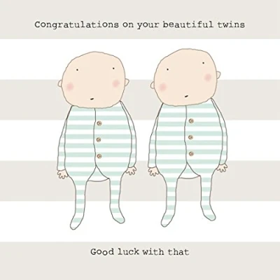 Image of Rosie Made A Thing Greeting Card: Congratulations Twins NEW IN CELLO (GF141)