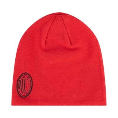 Image of AC Milan Winter Beanie Hat with Official Logo, Men or Women, Unisex Red