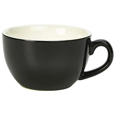 Image of Genware Royal Bowl Shaped Cup Black 6oz / 170ml Coffee Cups, Porcelain Cups