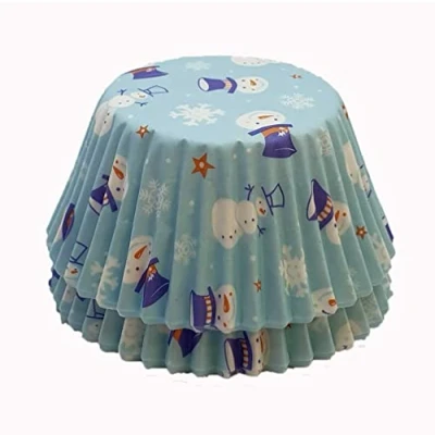 Image of Scrumptious 180PC Christmas Greaseproof Paper Cupcake Cases for Baking Snowman Ideal Festive Muffins &amp; Cakes