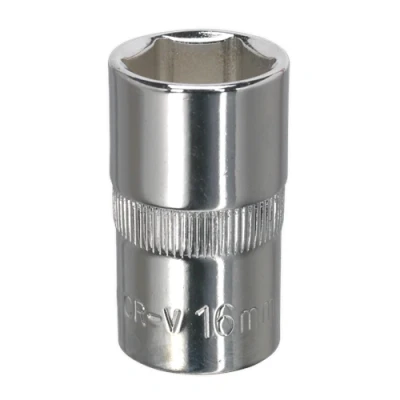 Image of Sealey Premier WallDrive® Socket 16mm 1/2&quot;Sq Drive Fully Polished