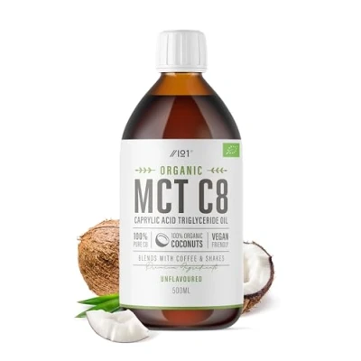 Image of Organic C8 MCT Oil 500ml 100% Pure Cold Pressed Premium Coconut Oil, Sustainably Sourced, Boosts Ketones 3X More Than Other MCTs (33 Day Supply) by Alpha01