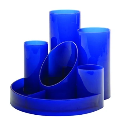 Image of Helix Clear up Desk Tidy with Five Tube Holders (Blue)