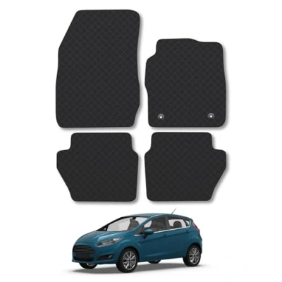 Image of 5mm Rubber Car Mats Compatible With Ford Fiesta (2011 2017) Tailored Fit Floor Set Accessory Custom Anti Slip Backing Heavy Duty Waterproof Easy Clean Durable All Weather Full Coverage