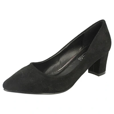 Image of Ladies Spot On Court Shoes Microfibre Black Size 6 UK / 39 EU