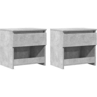 Image of vidaXL Bedside Cabinets 2 pcs Concrete Grey 40x30x39 cm Engineered Wood
