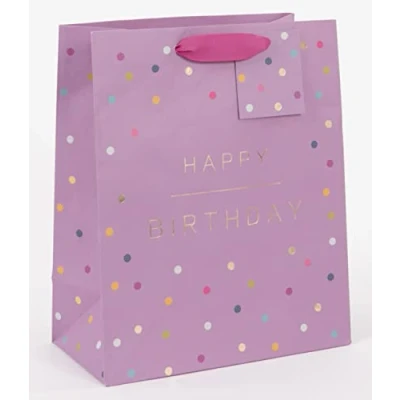 Image of Glick GLT28 Luxury Gift Bag, Happy Birthday Pink Large Bag,260x315x135mm, Mulberry