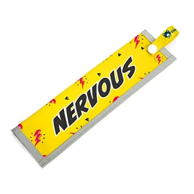 Image of NERVOUS Space Awareness Sleeve for Reactive Dogs, Reflective, Waterproof, Double Sided Slip on the Dog Lead (Yellow &amp; Pink)