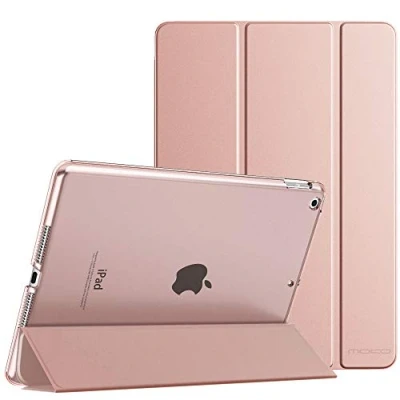 Image of MoKo Case Fit New iPad 9th Generation 2021/8th 2020/7th Gen 2019, 10.2 Slim Smart Shell Stand Cover with Translucent Frosted Back Protector, Rose Gold(Auto Wake/Sleep)