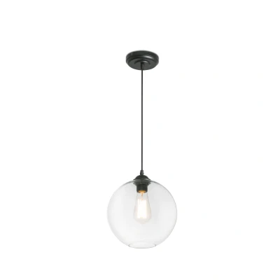 Image of Clara 1 Light Ceiling Pendant Antique Brass with Globe Shade, E27