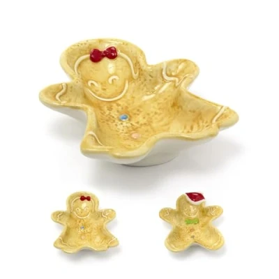 Image of Carousel Home Ceramic Gingerbread Cookie Shaped Christmas Snack Bowl Festive Serving Dish Tableware Xmas Plate Design Varies One Supplied