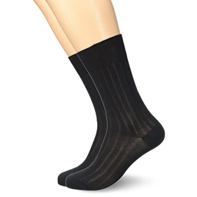 Image of DIM Men&#039;s Scottish Fine Ribbed Thread Elegance x2 Socks, Black, 43 46