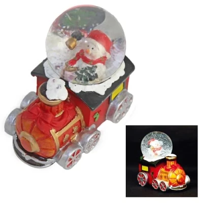 Image of Christmas Snow Globe Mini Waterball 7cm Patterned Train Design (Snowman)
