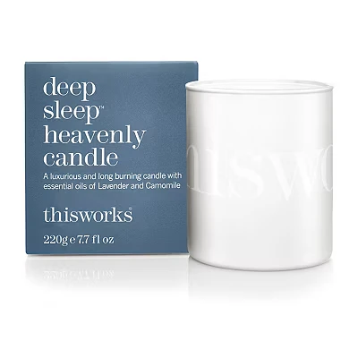 Image of This Works Deep Sleep Heavenly Candle, 220 g Luxury Candle Enriched with Essential Oils of Lavender, Camomile and Vetivert Hand Poured Scented a 40hr Burn Time for Calming Experience