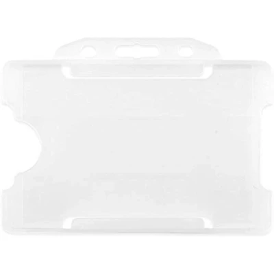 Image of CKB LTD® 20x Clear Single Sided RIGID Slide In Open Faced ID card Badge Holders HORIZONTAL/LANDSCAPE Identity Plastic Pass Protector Holds a 86mm 54mm cr80 credit sized
