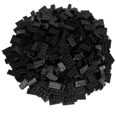 Image of LEGO Parts and Pieces: Black 2x4 Brick x100 by