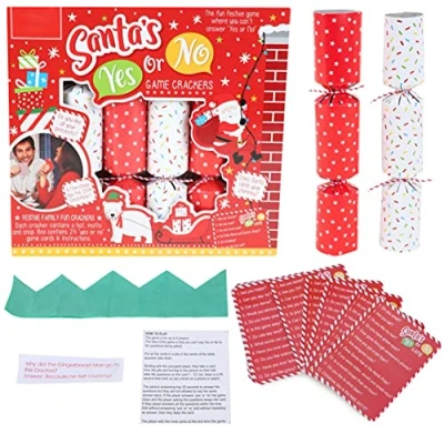 Image of Toyland® Pack Of 6 Family Christmas Crackers Santas Yes Or No Game Dinner Party Decoration