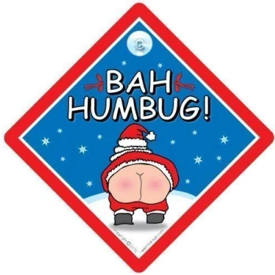 Image of Bah Humbug Car Sign, Christmas Rude Joke Sign