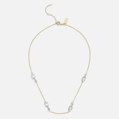 Image of Coach Signature Pavé C Strand Gold Toned Necklace