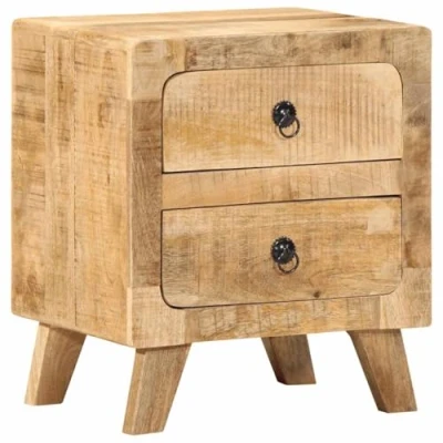 Image of vidaXL bedside cabinet solid mango wood nightstand/brown 40x32x46 cm sturdy build/ample storage bedroom/living room decor