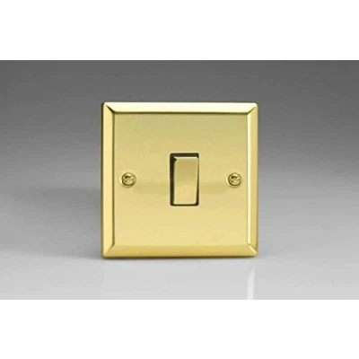 Image of Varilight 1 Gang 20A Double Pole Rocker Light Switch with Metal Rockers Victorian Brass XV20D